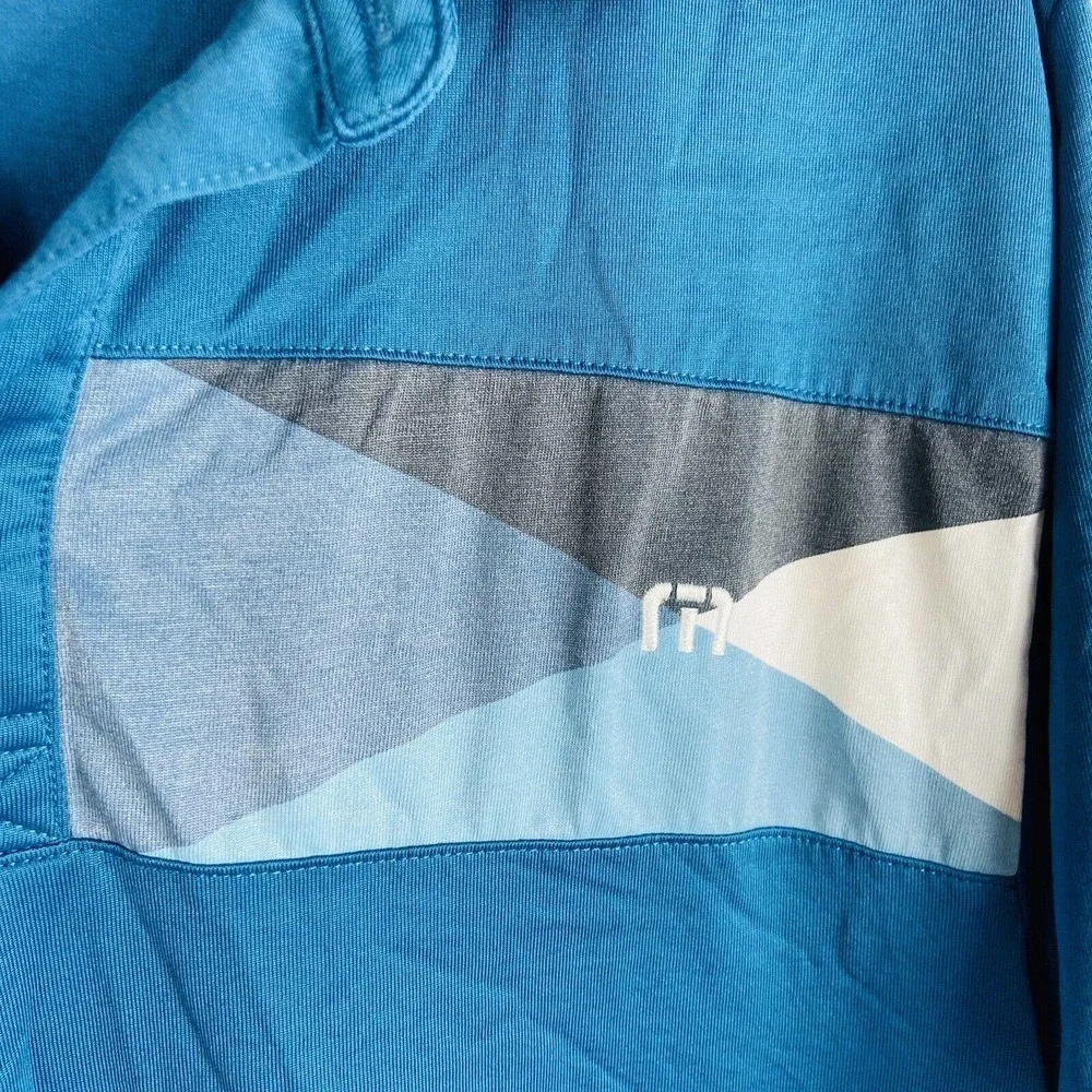 Travis Matthew Large Pima Cotton Blend Short Sleeve Polo Shirt Blue Color Block‎